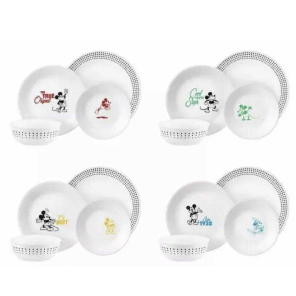 Corelle Vitrelle 16-Piece Mickey Mouse Dinnerware Set - Triple Layer Glass