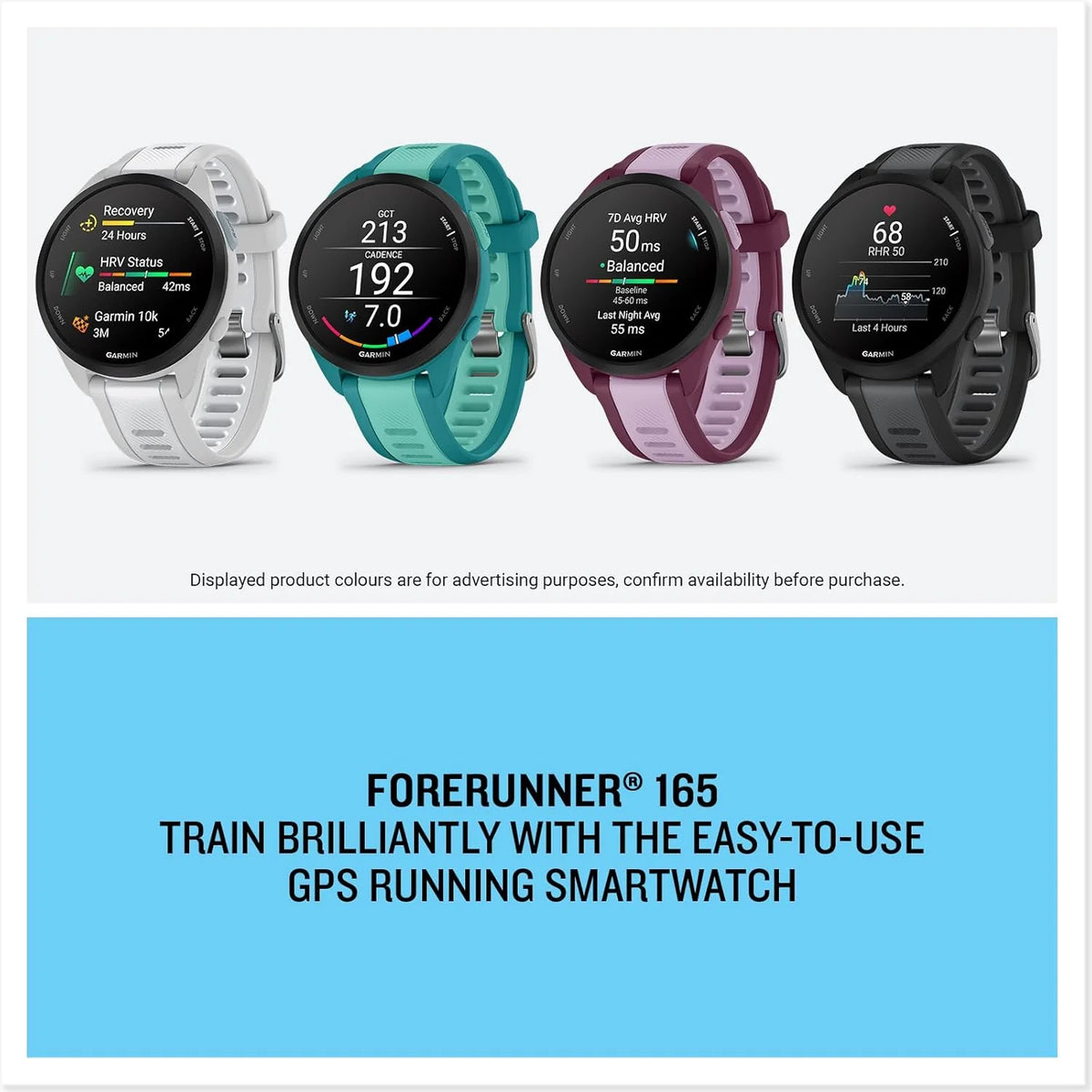 Garmin GPS Running Smartwatch, 43 mm, Music - Forerunner 165 Music