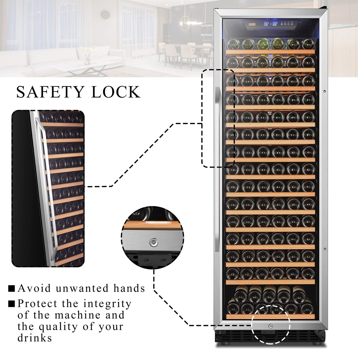 Lanbo 165 Bottle Built-In Black Single Zone Wine Cooler, 24 inch Width - LW177S
