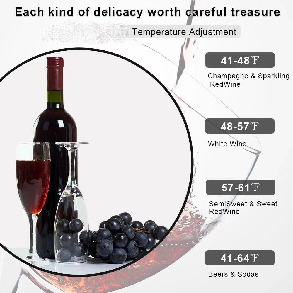 Smad Compressor Wine Cooler 3.1 Cu ft 28 Bottles Stainless Steel Door 110V - JC-88E-2 / D-JC-88E/H