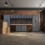 HPDMC 7-Piece Metal Garage Cabinet System With 4-Drawer Roller Cabinet, 47.2 in Workbench And Pegboards