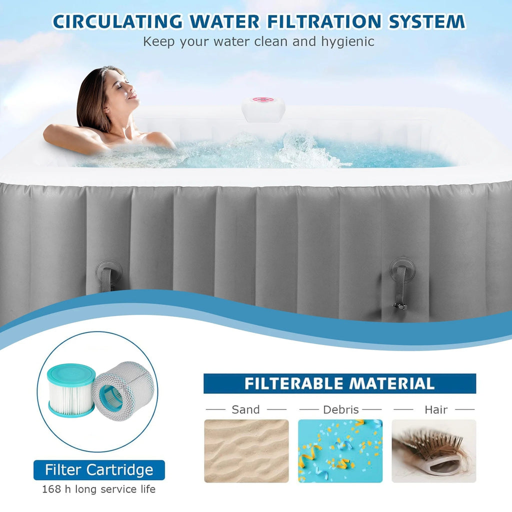 SEGMART Inflatable Hot Tub Spa, 73 inch, 4-6 Person, 130 Jets, 240 Gallon Capacity