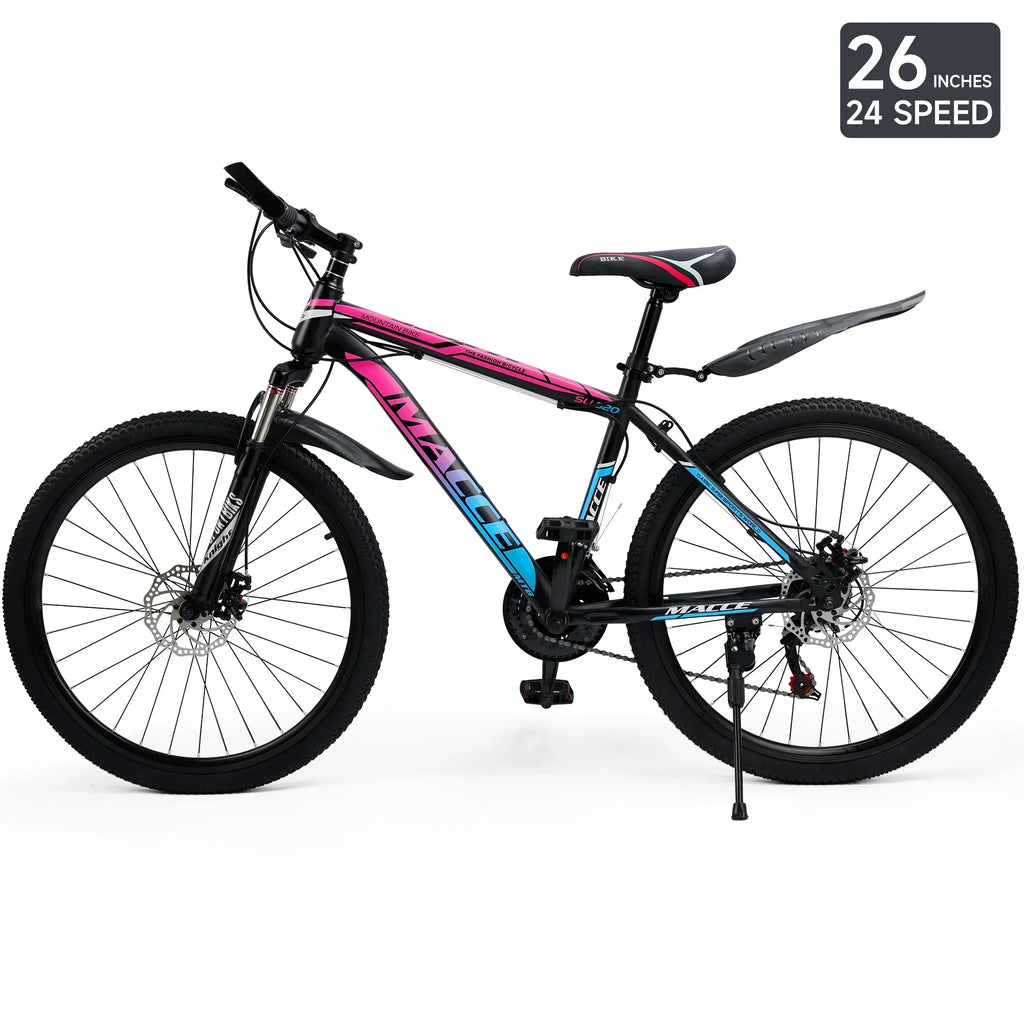ARTUDATECH 24/26/27.5 Inch Mountain Bike, 24 Speeds, V/Disc Brakes, High-Carbon Steel Frame - Trailblazer