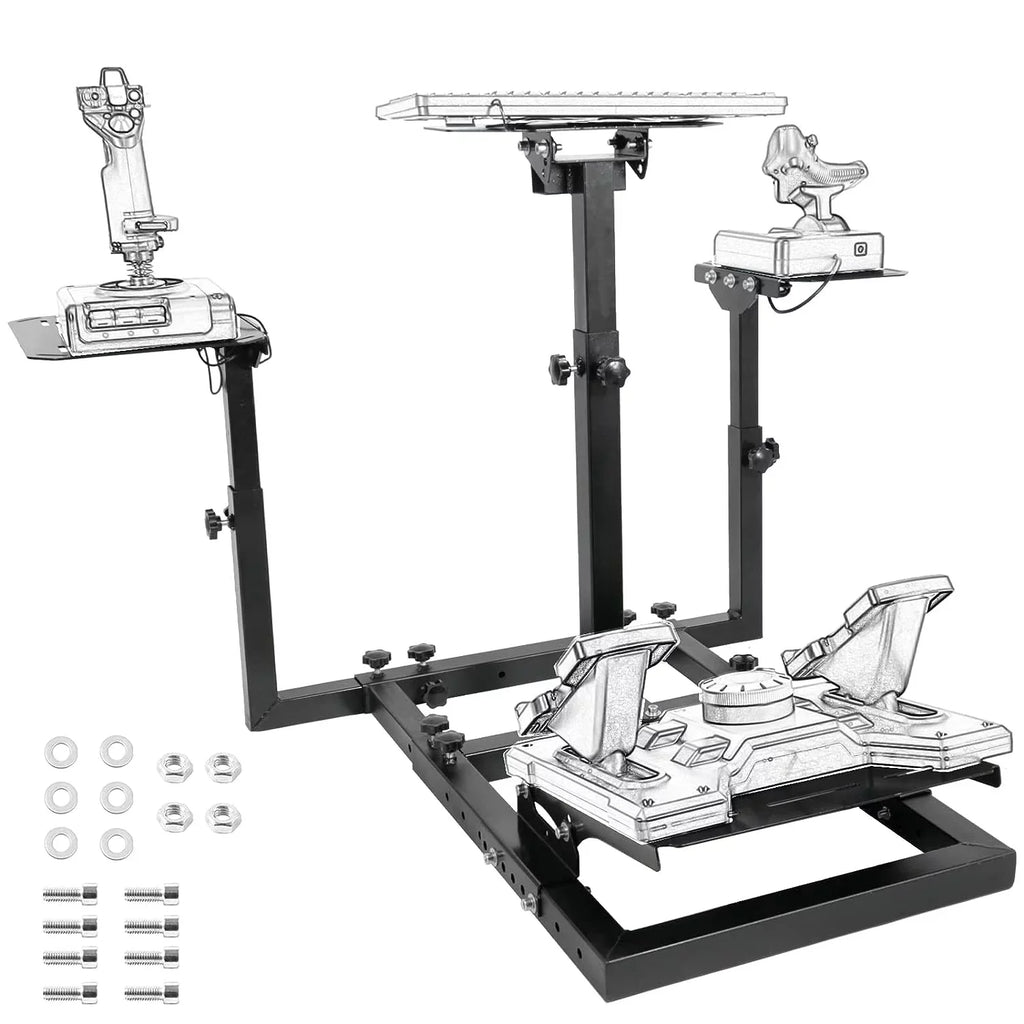 Marada Flight Simulator and Racing Wheel Stand, Adjustable, Carbon Steel - Fits Thrustmaster HOTAS Warthog