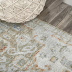 Bohemian Medallion Low-Pile Machine-Washable Area Rug, Cream And Terra