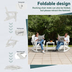 KINGYES Folding Adirondack Rocker Chair Set Of 2 With Footrest And Dual Cup Holders - Black
