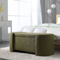 KINFFICT Velvet Upholstered Storage Ottoman Bench, 43.3 inch, Green