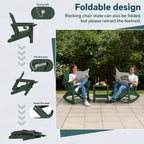 KINGYES Folding Adirondack Rocker Chair Set Of 2 With Footrest And Dual Cup Holders - Black