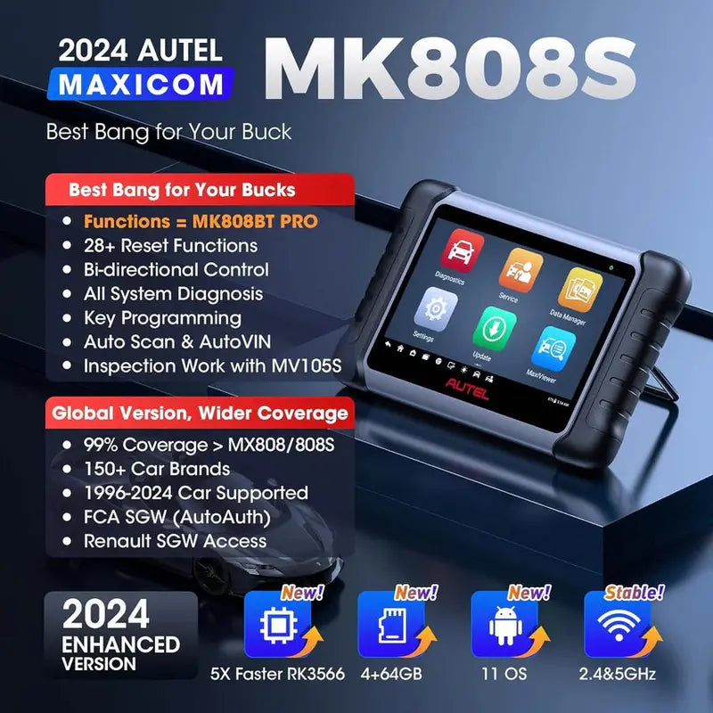 Autel MaxiCOM Automotive Diagnostic Scanner With 7-inch LCD Touchscreen - MK808S