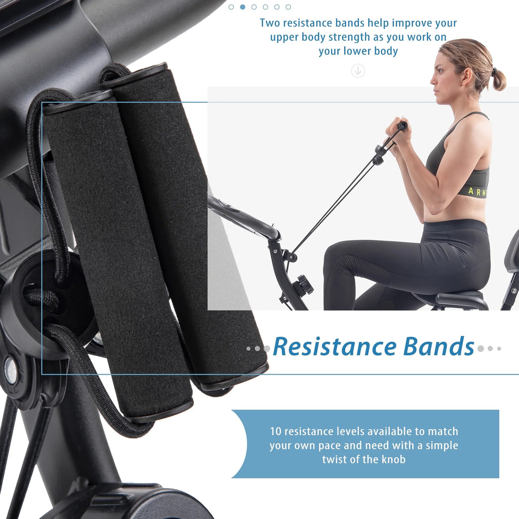Foldable Magnetic Upright And Recumbent Exercise Bike, Light Blue