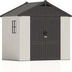 Patiowell Plastic Outdoor Storage Shed With Floor, Window And Lockable Door, 8 x 6 FT, Beige - Kick-it Shed