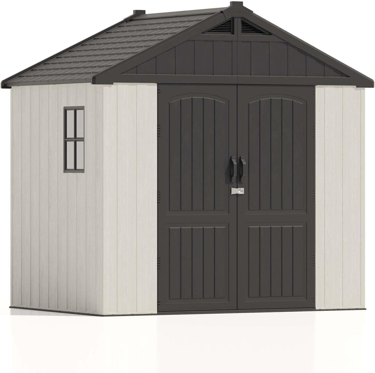 Patiowell Plastic Outdoor Storage Shed With Floor, Window And Lockable Door, 8 x 6 FT, Beige - Kick-it Shed