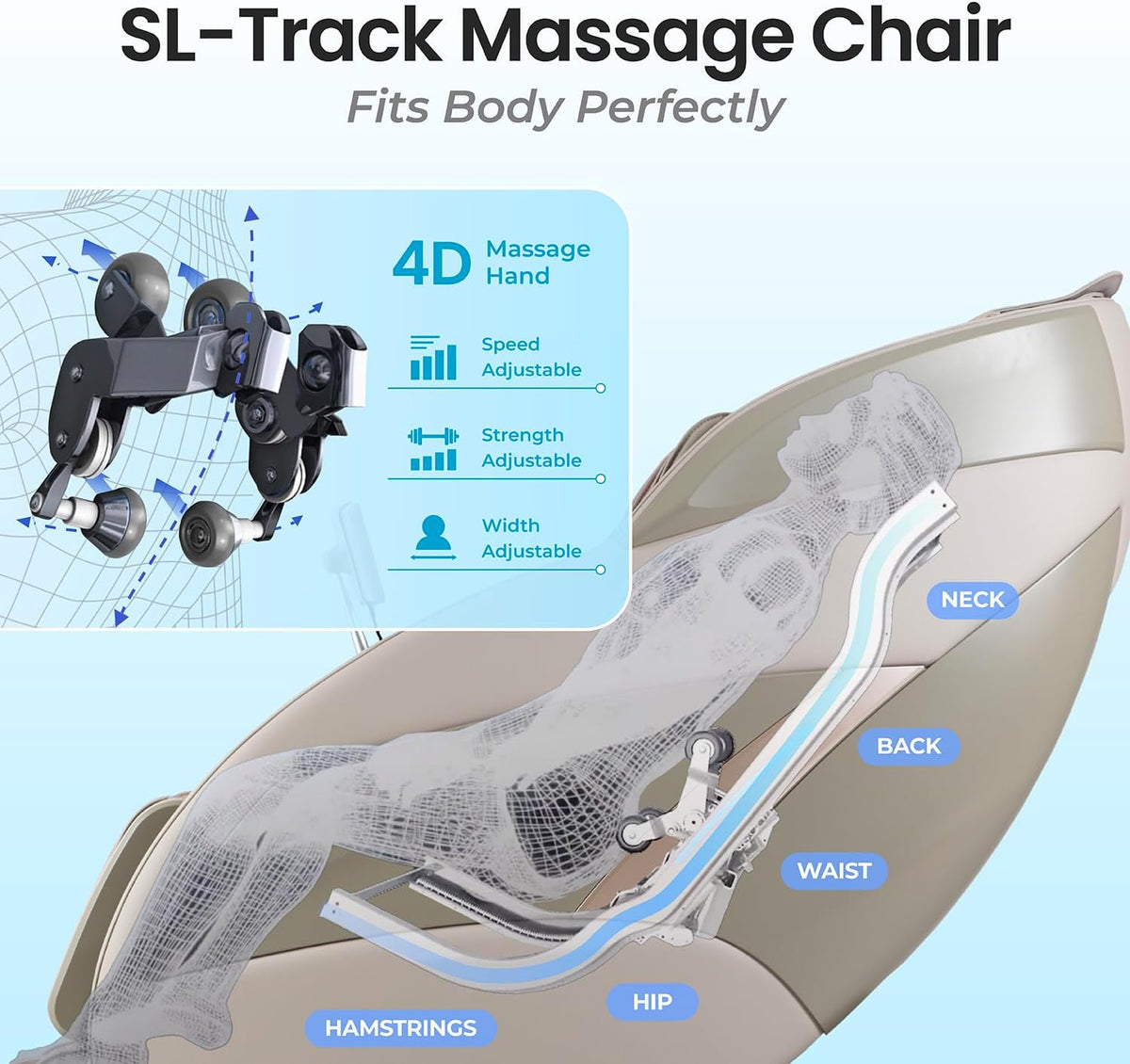 Titan Full Body Massage Chair With 4D Massage Roller, SL Track, 3 Stage Zero Gravity Reclining, Black - Pro 4D Endor