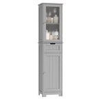 Homfa Tall Narrow Bathroom Storage Cabinet With Door And Drawer, 15.7in L x 11.8in W x 67in H, White