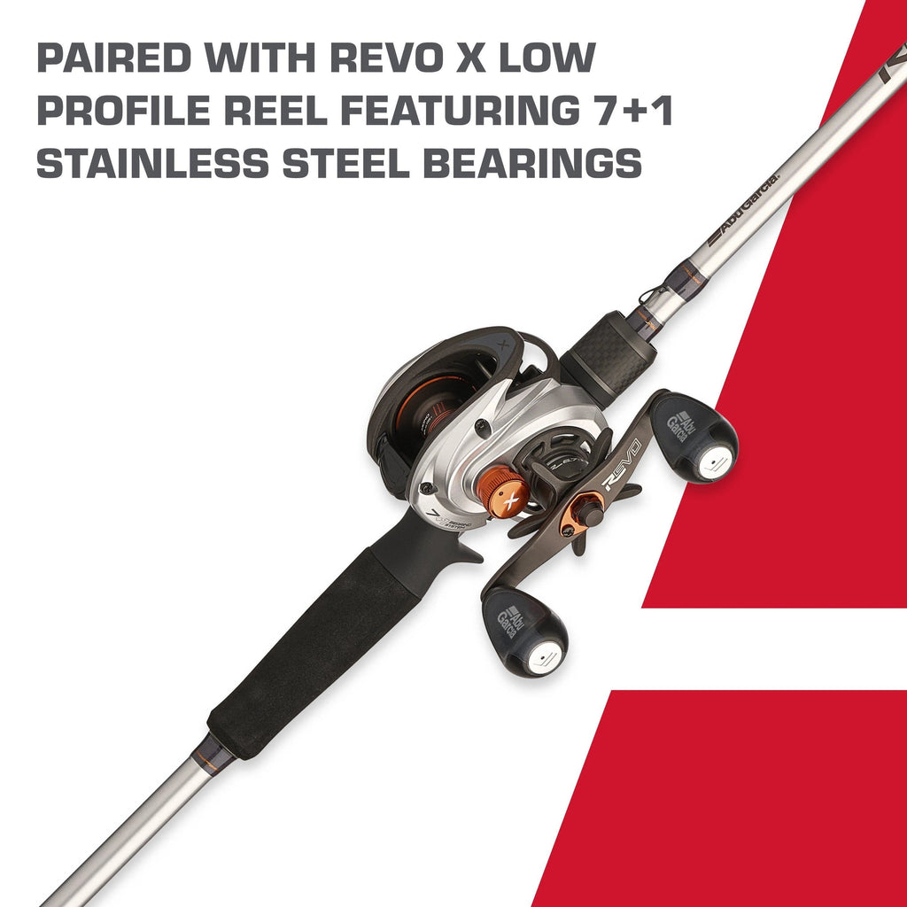 Abu Garcia Low Profile Baitcast Rod And Reel Combo, 7 ft 4 in, 5.4:1 - Revo 5 X