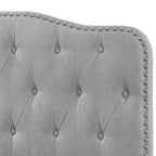 Tufted Gray Linen Headboard for Queen and Full Bed - 65in L x 3in W x 48in H
