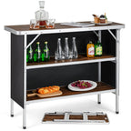Folding Camping Table With 2-Tier Storage Shelves, Aluminum, 43.5 x 15 x 34.5 in