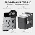Countertop Portable Ice Maker, Self-Cleaning, 9 Pellet Ice Ready In 6 Mins, 26lbs 24Hrs - Black