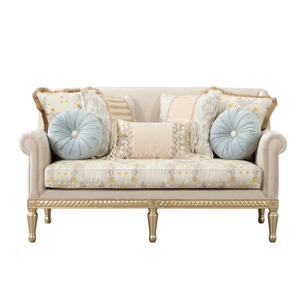 84in Modern Velvet Sofa Set, 3-Seater Couch With Loveseat, Beige