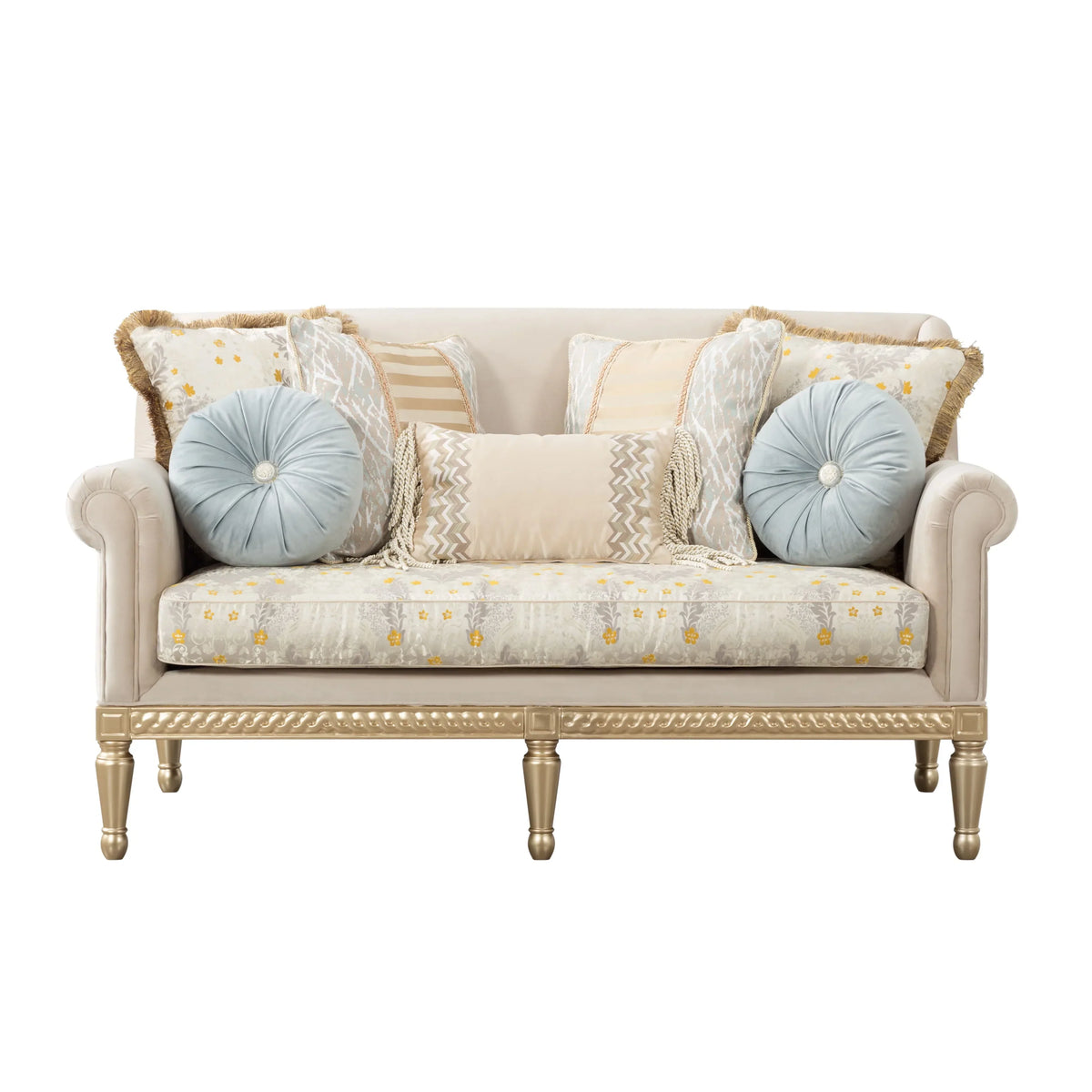 84in Modern Velvet Sofa Set, 3-Seater Couch With Loveseat, Beige