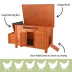 TRIXIE Weatherproof Outdoor Wooden Chicken Coop With 2 Nesting Boxes And Run, Brown