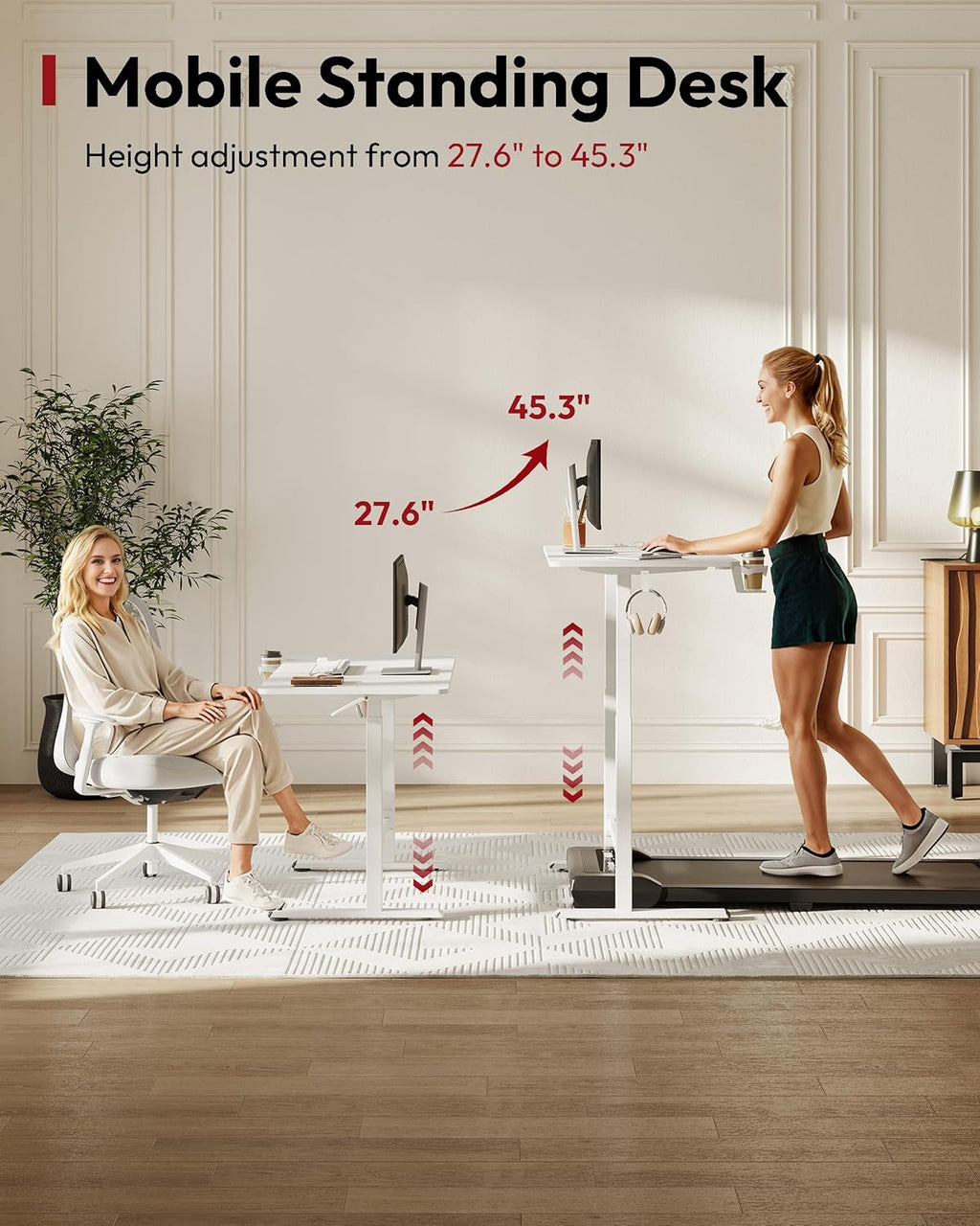 SANODESK Mobile Standing Desk With Gas-Spring Lift - 32x20, 40x24, Or 48x24 One-Piece Desktop