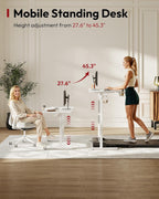 SANODESK Mobile Standing Desk With Gas-Spring Lift - 32x20, 40x24, Or 48x24 One-Piece Desktop