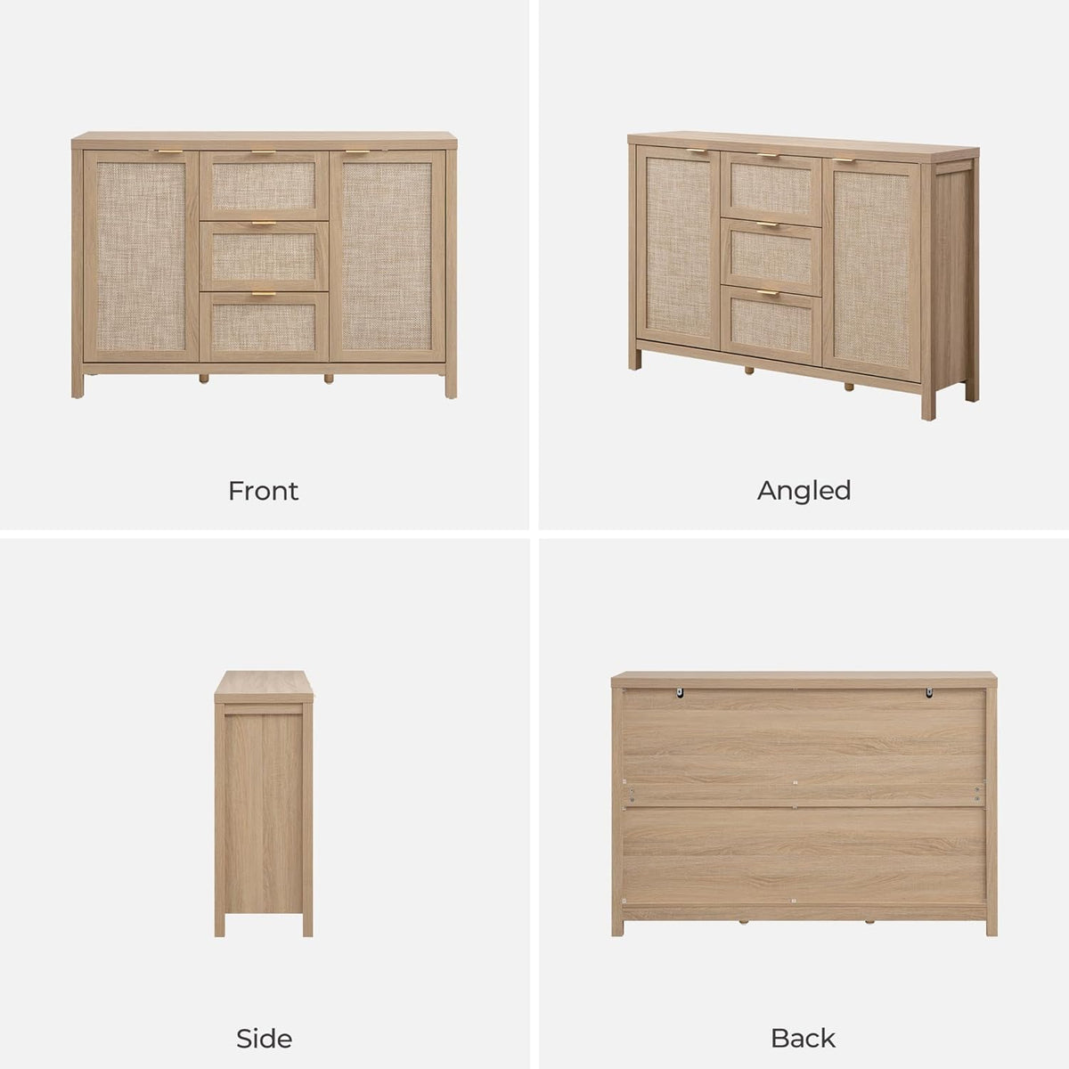 SICOTAS Sideboard Buffet Coffee Bar Cabinet With 3 Drawers And 2 Doors, 52in - Light Oak