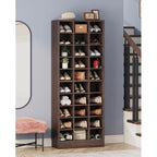 10-Tier Tall Shoe Cabinet, 30-Pair White Engineered Wood Shoe Storage Rack