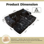 HOOOWOOO Plush L-Shaped Sectional Sofa With Removable Ottoman, 3-Piece, 80L x 69.3W x 35.4H x 59D