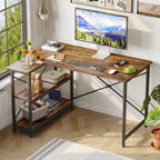 Small L-Shaped Computer Desk With Reversible Storage Shelves - 55-Inch / 47-Inch