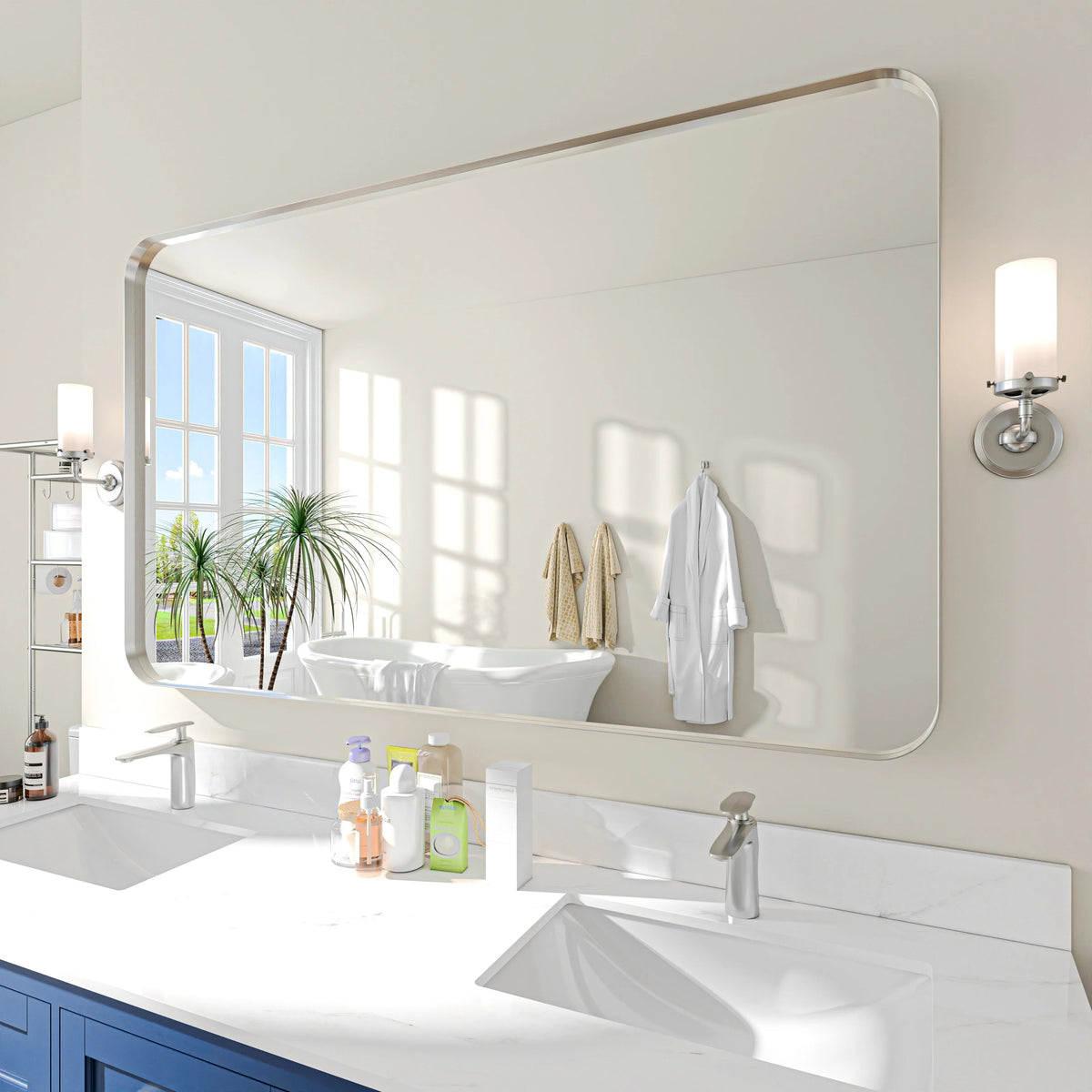 Aluminum Alloy Rounded Corner Wall Vanity Mirror