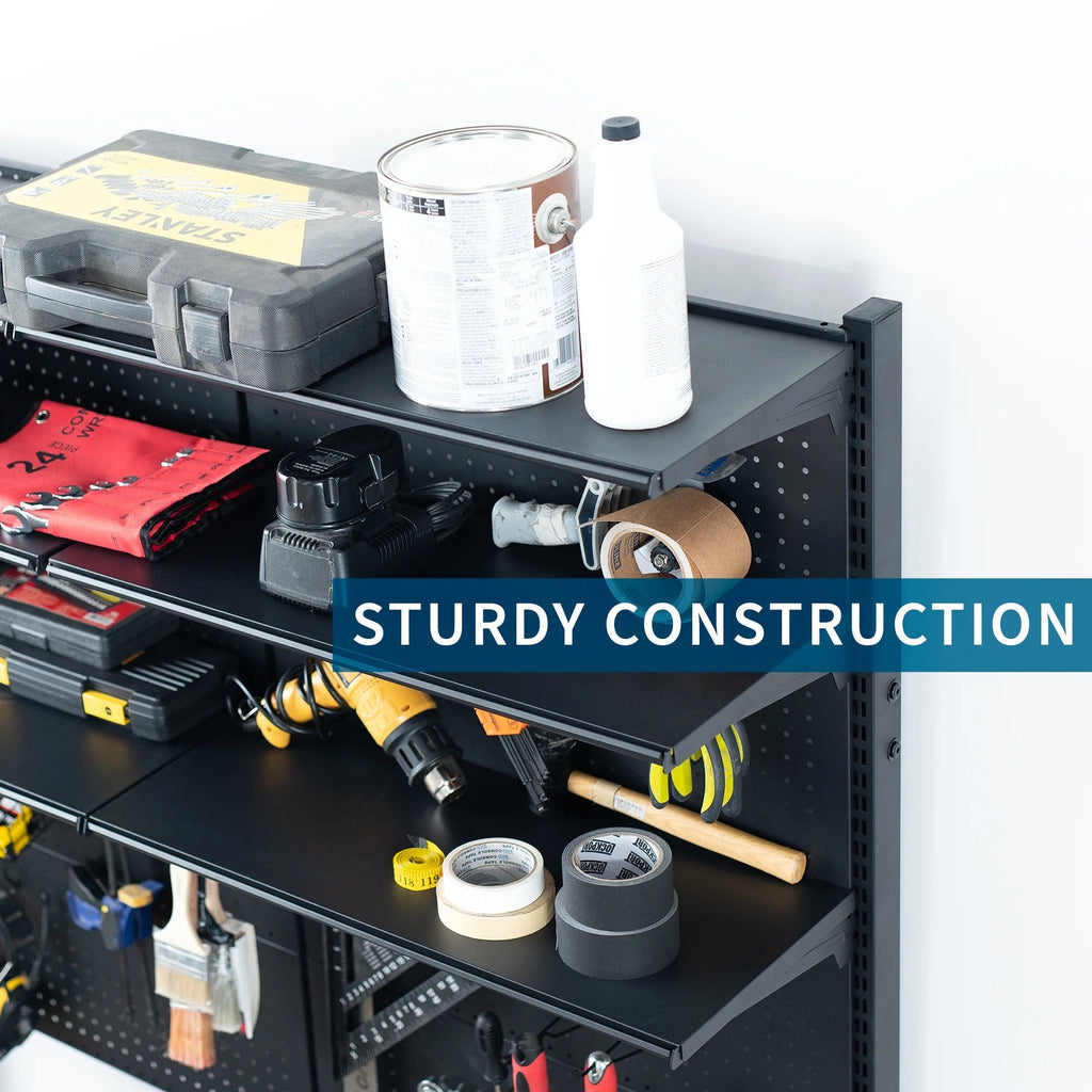 VIVO Black Freestanding Modular Pegboard Organizer With 3-Tier Organization - PP-2-PB058