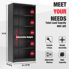 WORKPRO Metal Storage Cabinet With Locking Doors, Adjustable Shelves, Black, 71 Inches Tall - 31-1/2 x 15-3/4 Inch