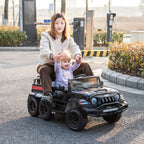 24V 6-Wheel 4WD Kids' Ride-On Pickup Truck With Remote Control - Black