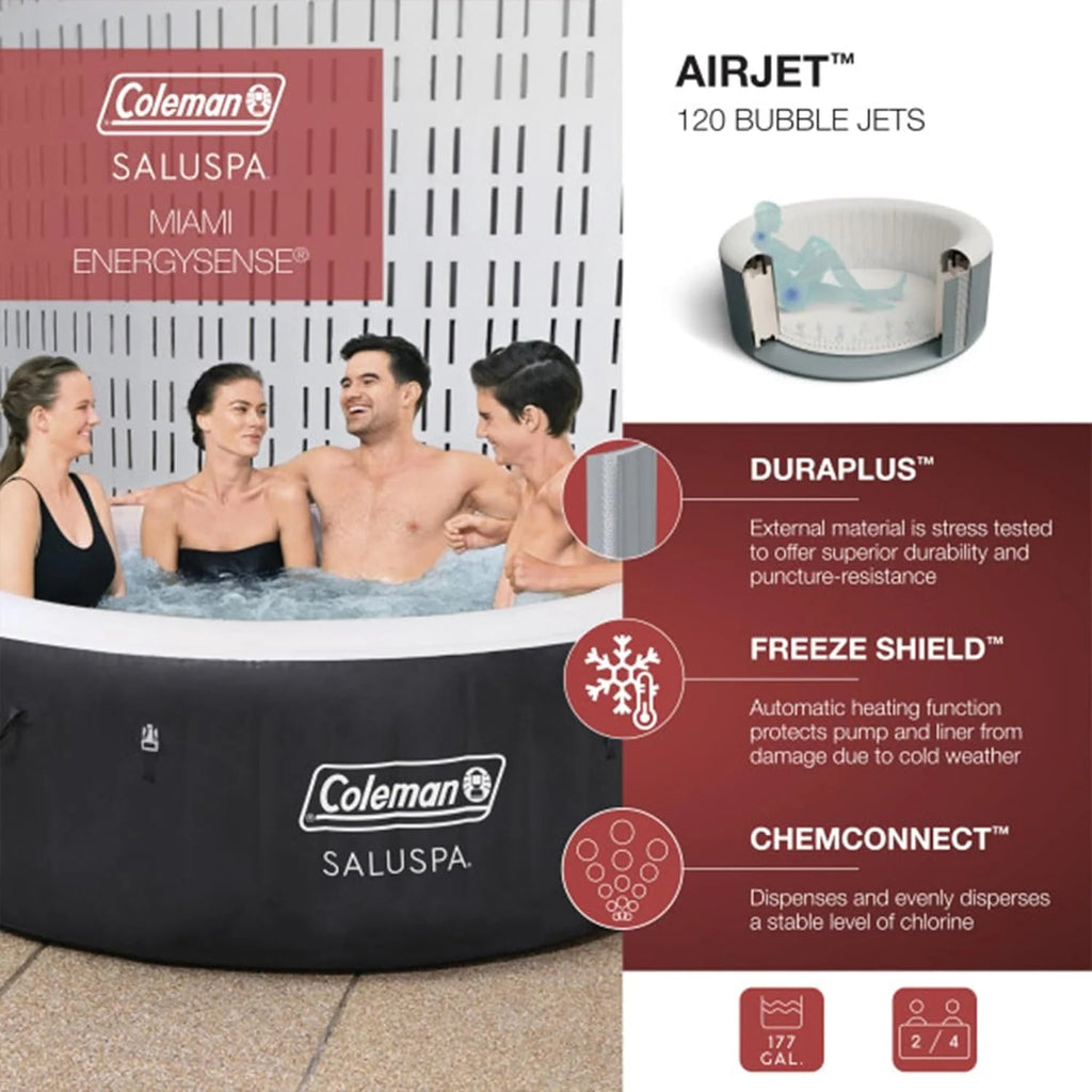 2-4 Person Inflatable Hot Tub With 120 Air Jets And Insulated Cover