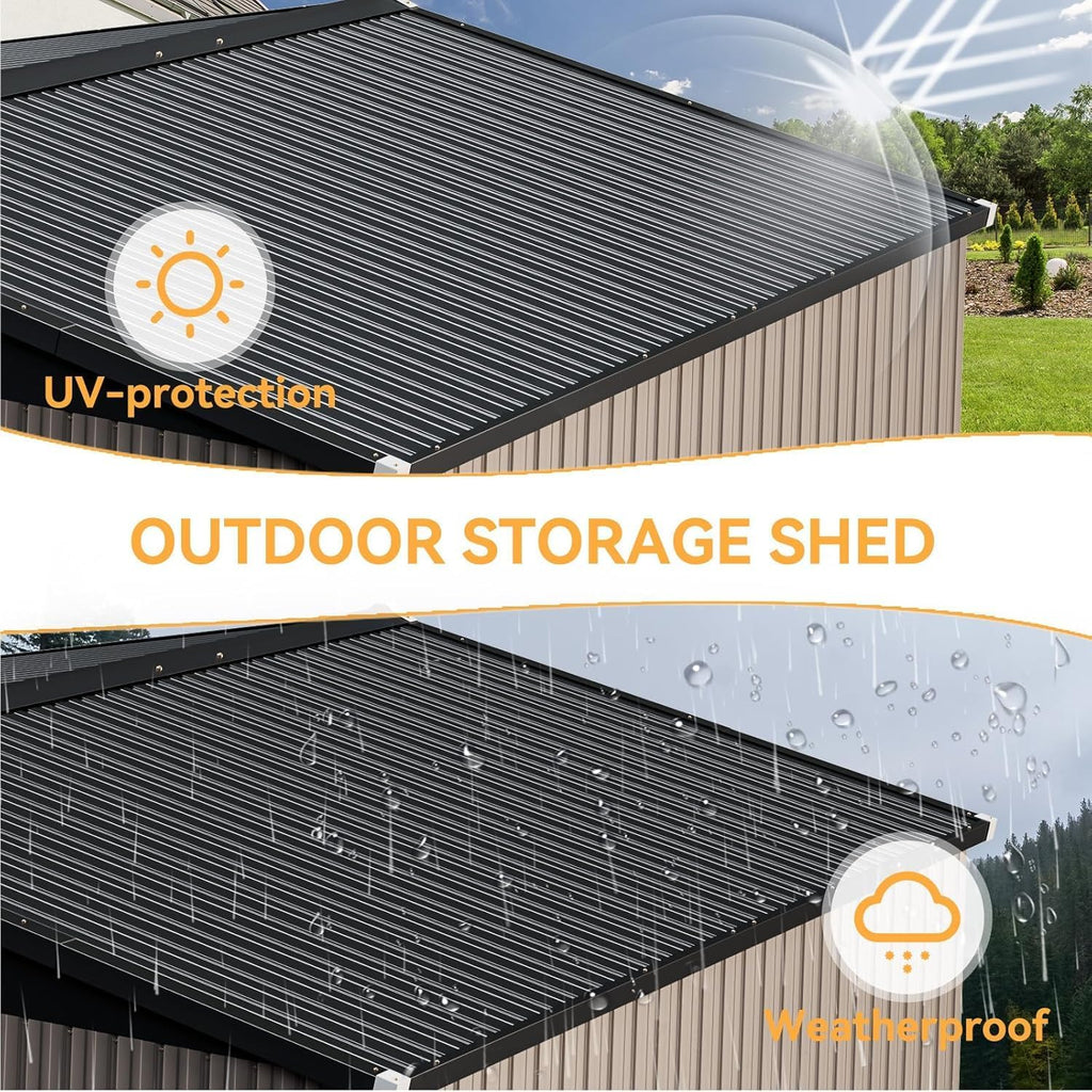 Aoxun Outdoor Storage Shed 10 x 12FT Brown - Double Hinged Door