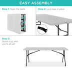 Best Choice Products 6ft Plastic Folding Table, 72in x 30in x 30in, White