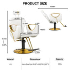LUXMARS Reclining Hydraulic Barber Chair, White, 40 Inches To 46 Inches