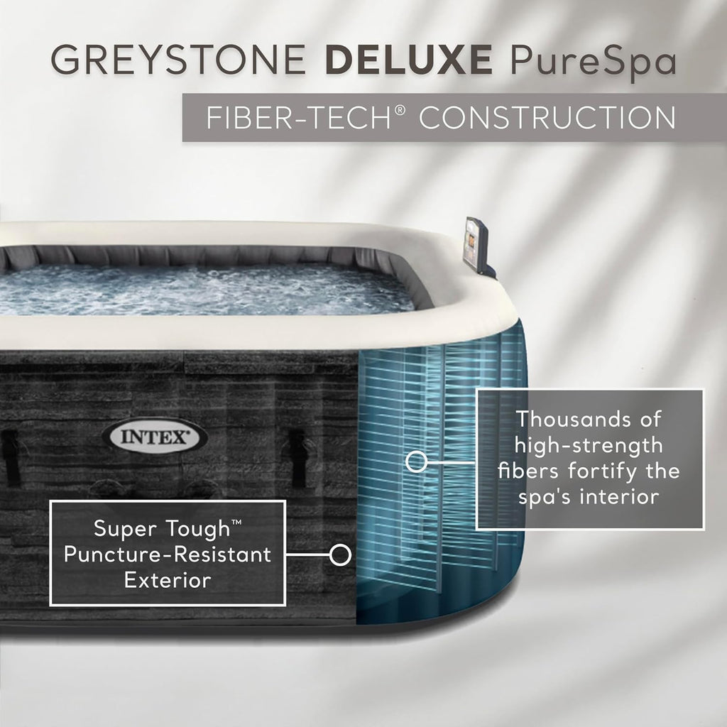 INTEX PureSpa Greystone Deluxe Spa Set, 6 Person, 77 x 77 x 28 in - 28451EP