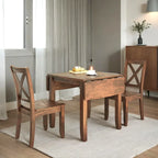 3-Piece Wood Drop Leaf Dining Table Set With 2 X-Back Chairs - 47.3x29.5x29.5inch