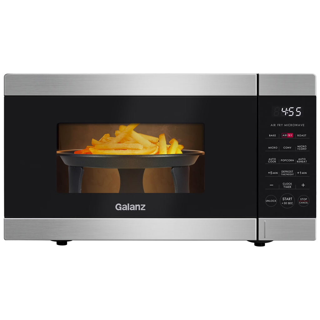 Galanz 0.9 Cu ft Air Fry Countertop Microwave, 900 Watts, Stainless Steel - GSWWD09S1A09B