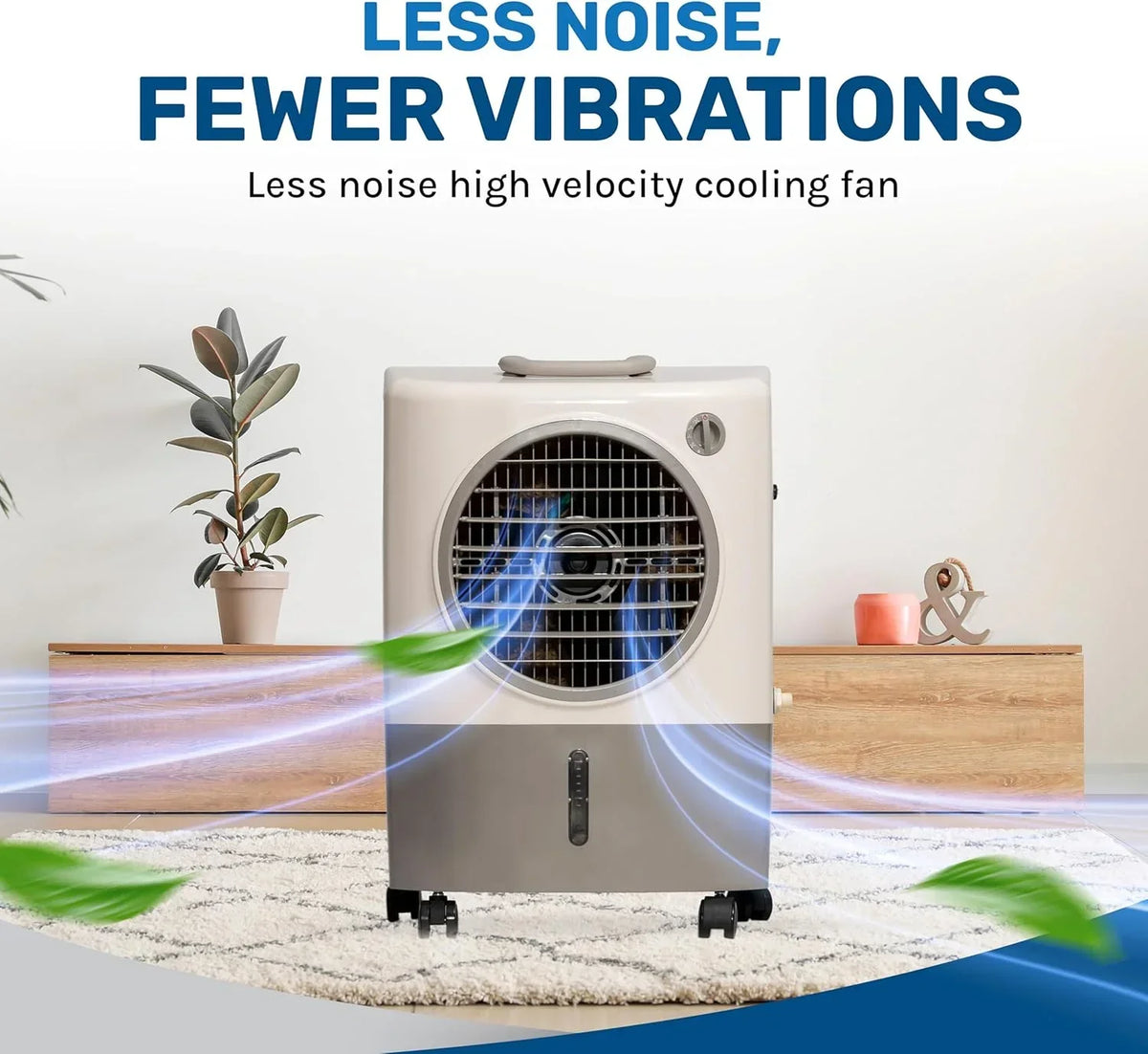 Hessaire Evaporative Air Cooler, 1300 CFM, 2-Speed Fan, 4.8-Gallon Tank, 53.4 dB, 500 Sq. Ft., White - MC18M
