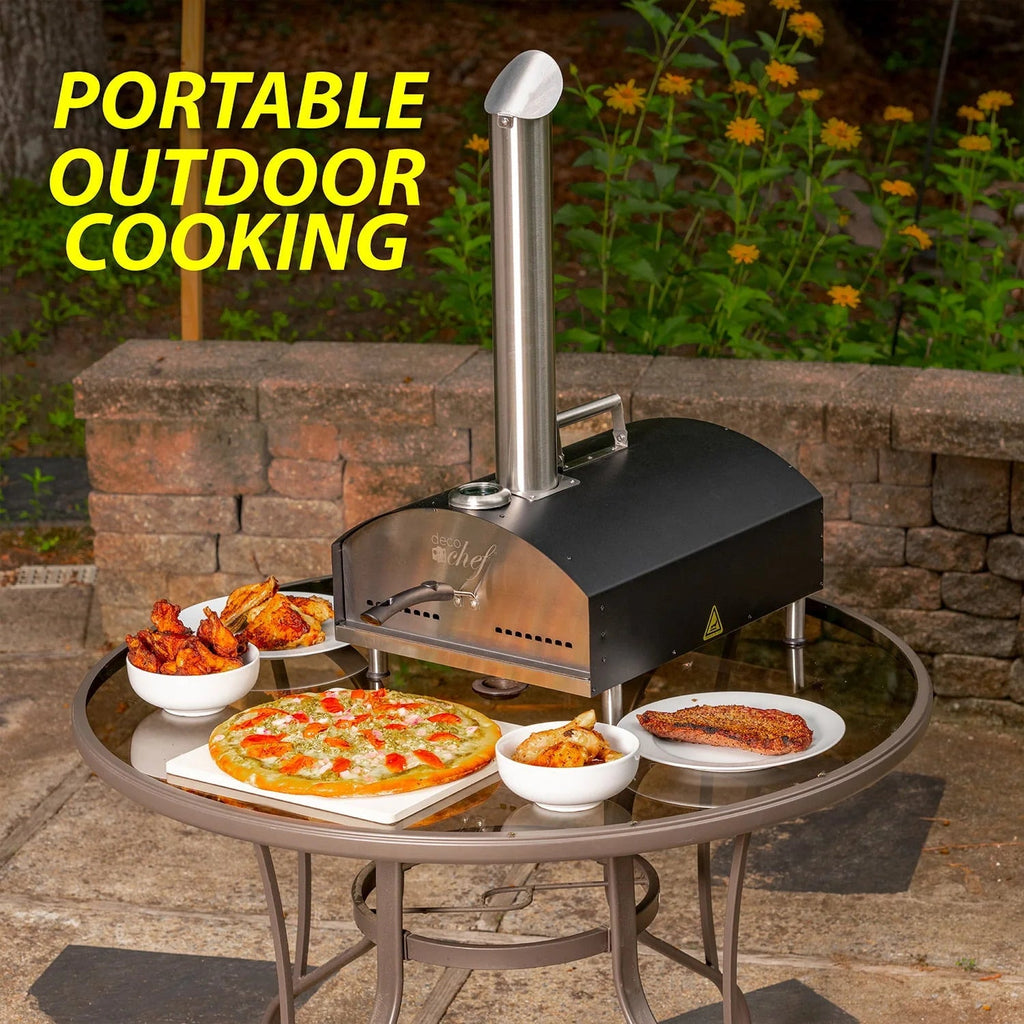 Deco Chef Outdoor Pizza And Grill Oven With 13in Pizza Stone, Black - DGPZG100BLK