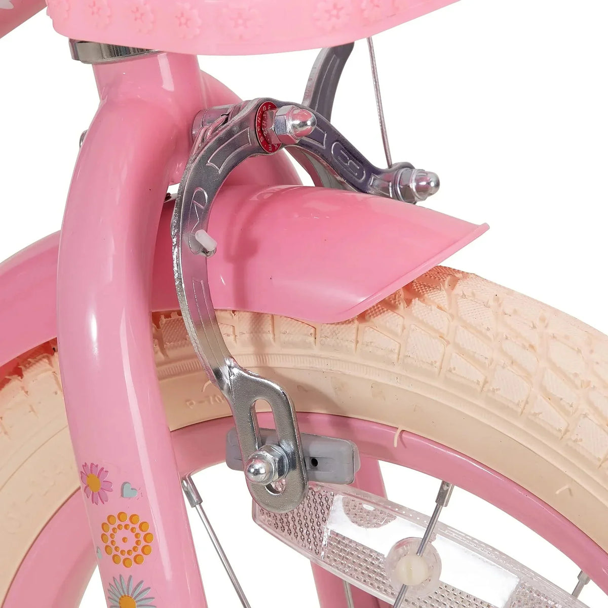 JOYSTAR Little Daisy Girls' Bike, 14 Inch, Pink With Training Wheels
