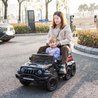 24V 6-Wheel 4WD Kids' Ride-On Pickup Truck With Remote Control - Black