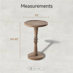 Pedestal End Table With Round Tray Top And Distressed Finish