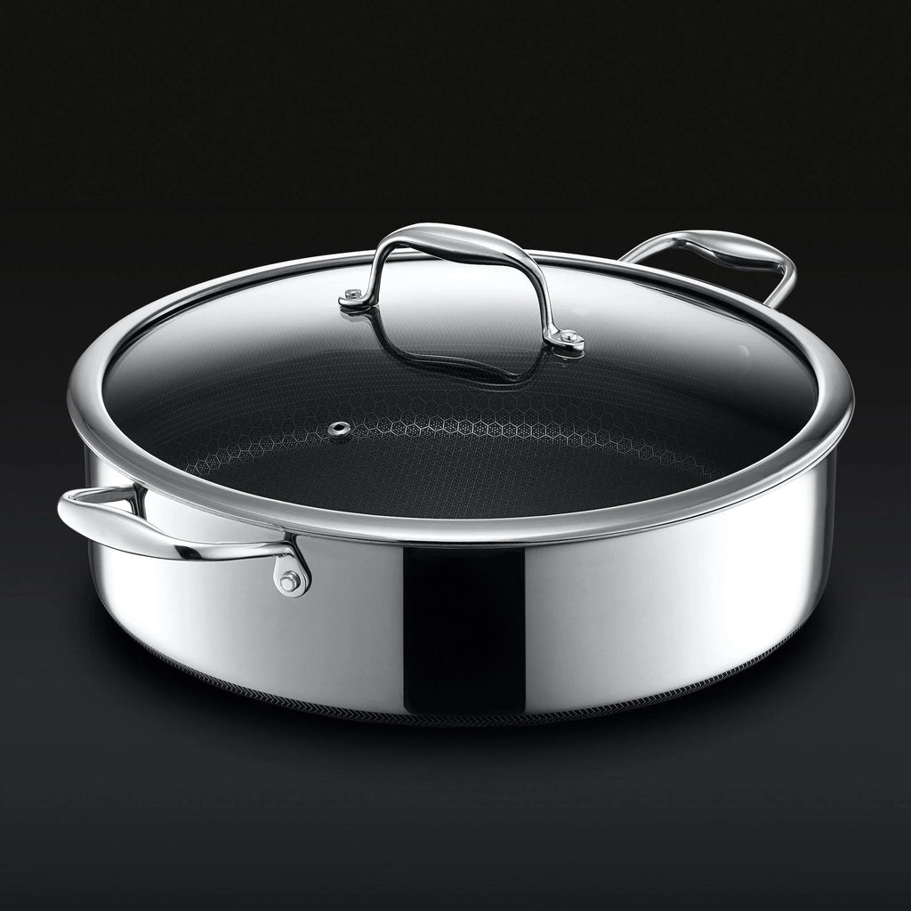 HC Cookware Hybrid Deep Saute Pan/Chicken Fryer With Lid, 7-Qt