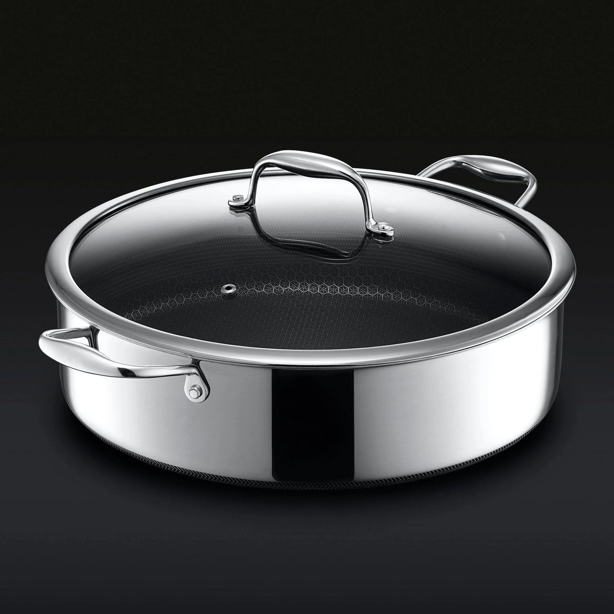 HC Cookware Hybrid Deep Saute Pan/Chicken Fryer With Lid, 7-Qt