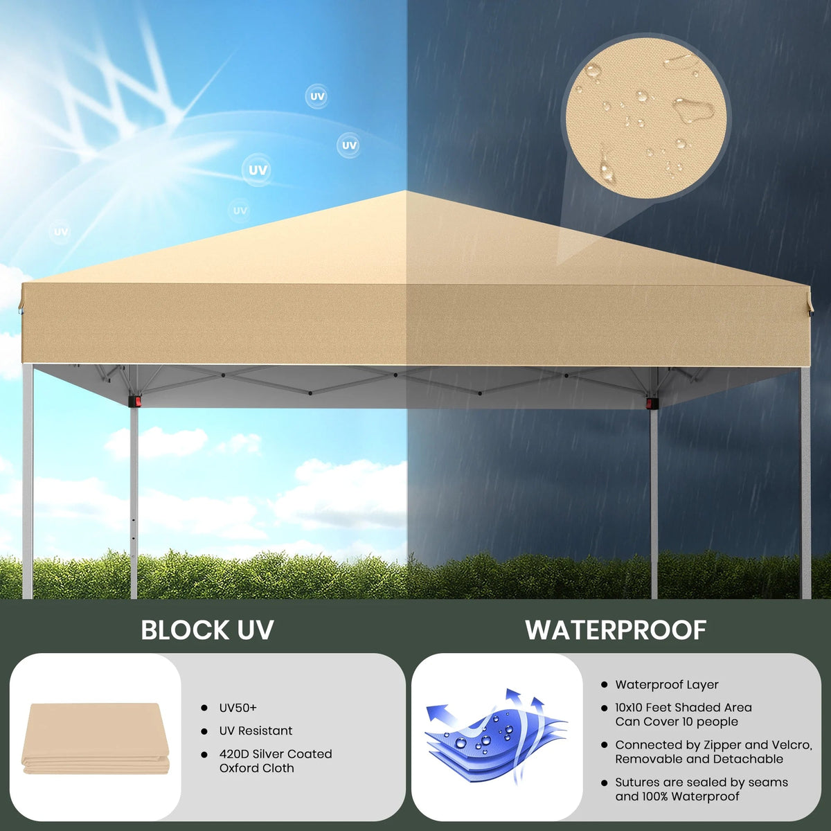 GVDV 10x10 ft Easy Pop Up Outdoor Canopy Tent - Blue